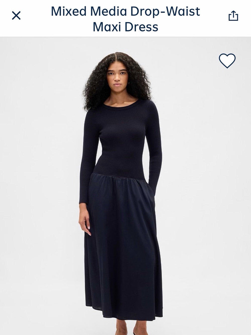 Gap Mixed Media Drop-Waist Maxi Dress - Navy